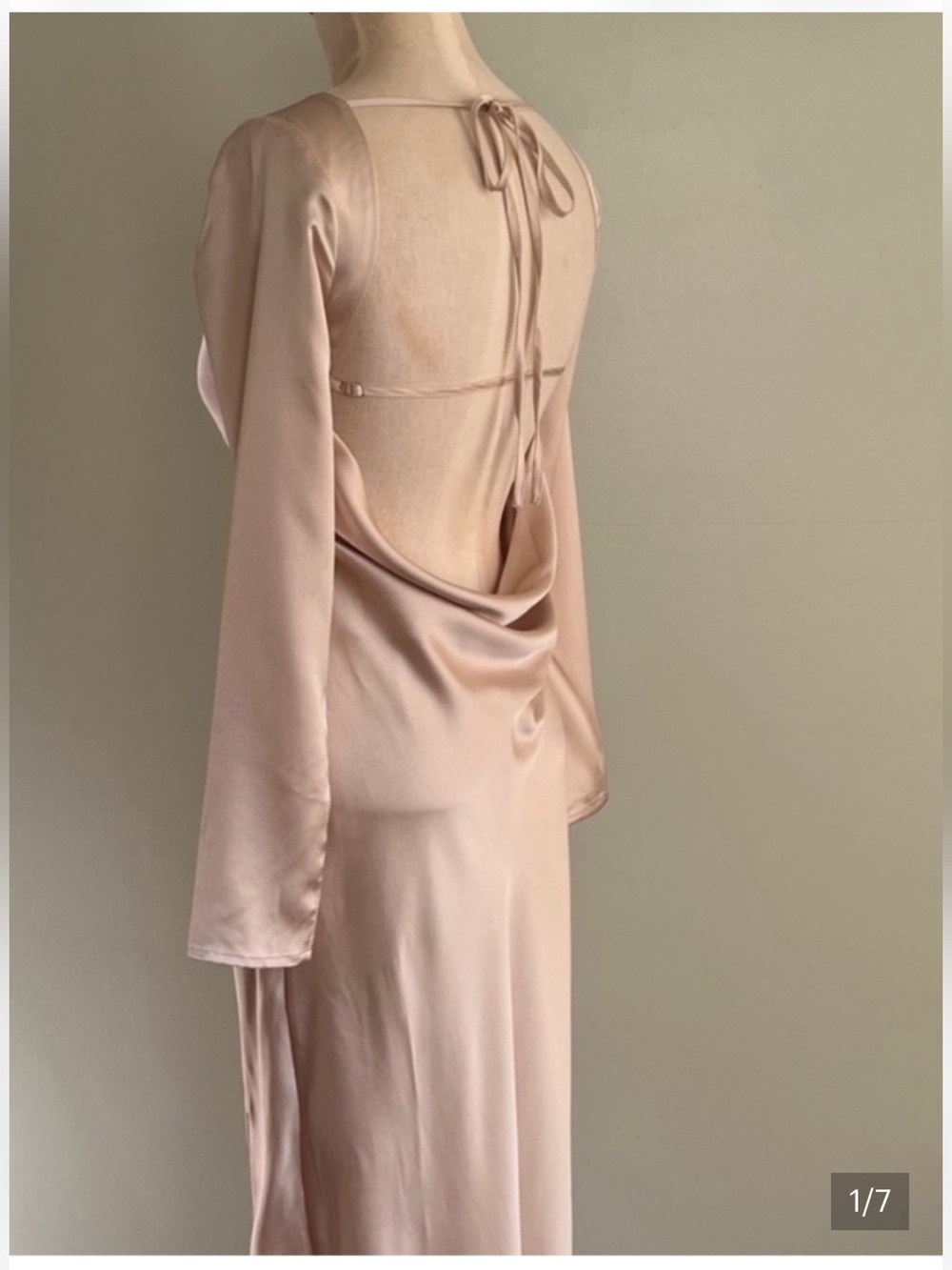 Sugarlips Light Blush Backless Satin Maxi Dress